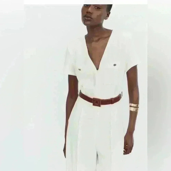 🔥🔥Zara White belt jumpsuit - Picture 2 of 4